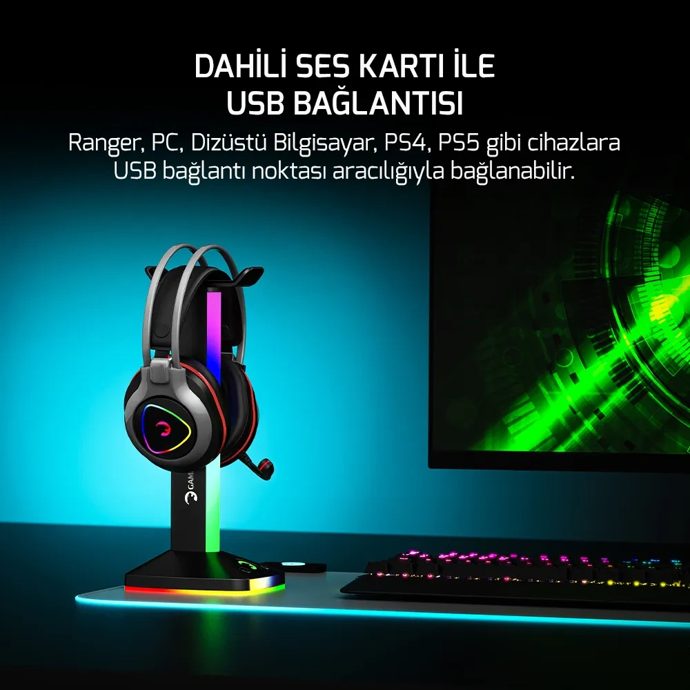 GAMEPOWER RANGER SIYAH 7.1 RGB GAMING KULAKLIK