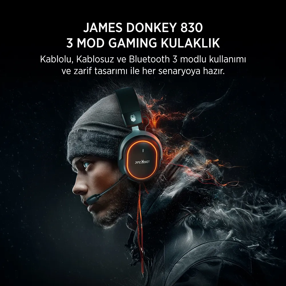 James Donkey 830 Triple Mode (Bluetooth/Wireless/USB) Gaming Kulaklık Siyah
