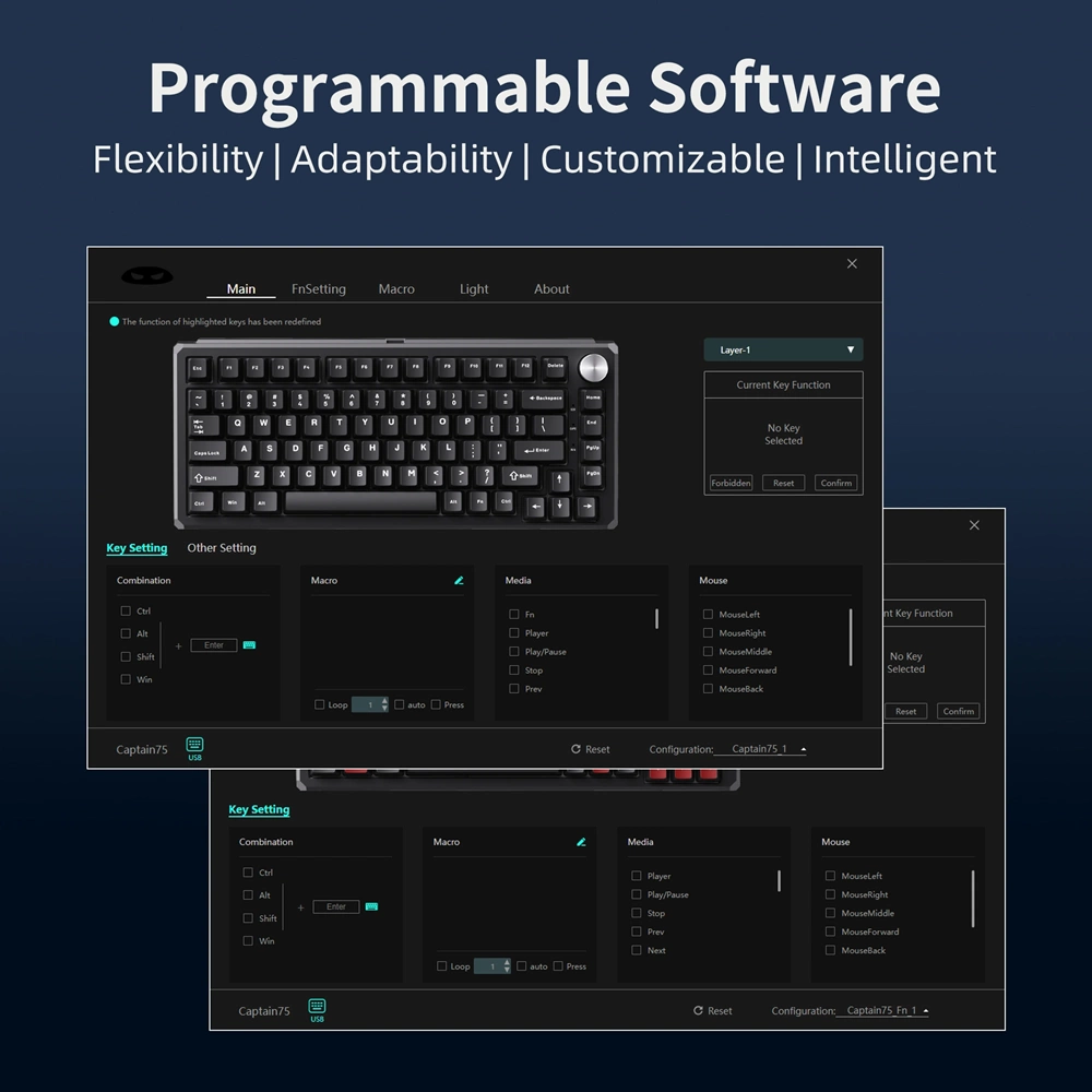 MAGEGEE CAPTAIN75 WIRELESS/BT/KABLOLU RGB HOT SWAP GAMING KLAVYE