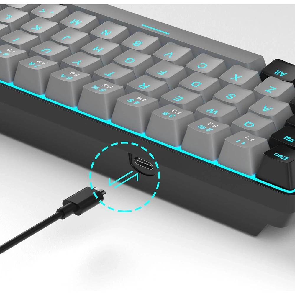 MageGee MK-BOX %60 Kablolu Mekanik Red Switch Türkçe Q Gri-Siyah Gaming Klavye