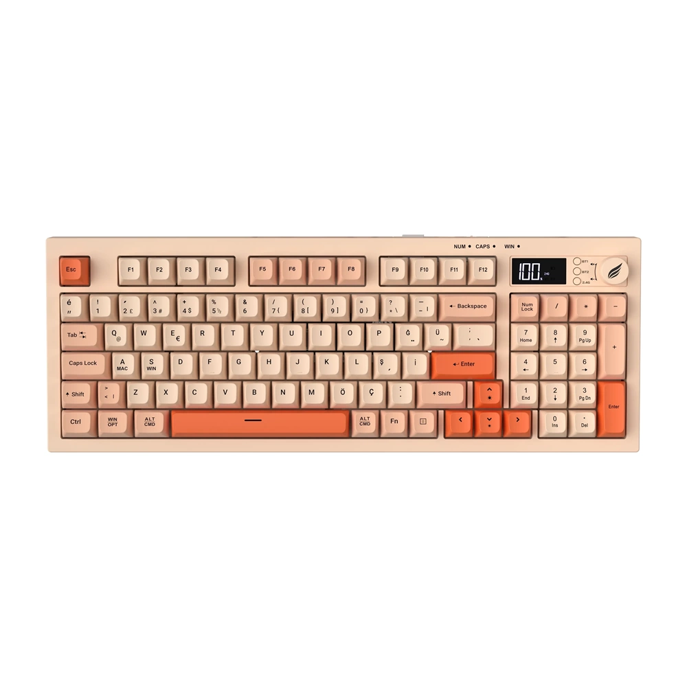 HAWK HK230P Membrane LCD RGB Kablosuz/Bluetooth Pembe Turuncu Oyuncu Klavye