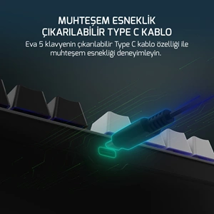 GAMEPOWER EVA 5 RED SWITCH RAINBOW GAMING OYUNCU KLAVYE