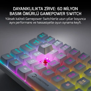 GAMEPOWER LYRA RGB 60M KLAVYE MEKANIK BLUE SWITCH BEYAZ
