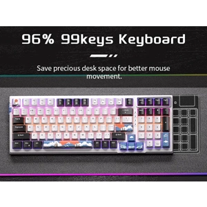 MageGee SKY98 Kablosuz/Bluetooth/Kablolu RGB Hot-Swap Gasket Siyah-Beyaz Gaming Mekanik Klavye