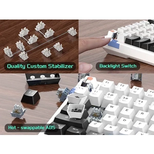 MageGee SKY98 Kablosuz/Bluetooth/Kablolu RGB Hot-Swap Gasket Siyah-Beyaz Gaming Mekanik Klavye