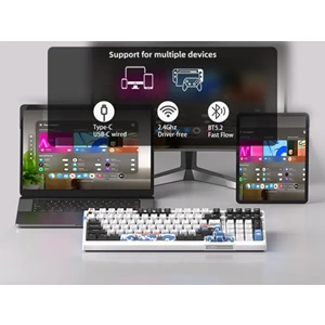 MageGee SKY98 Kablosuz/Bluetooth/Kablolu RGB Hot-Swap Gasket Siyah-Beyaz Gaming Mekanik Klavye