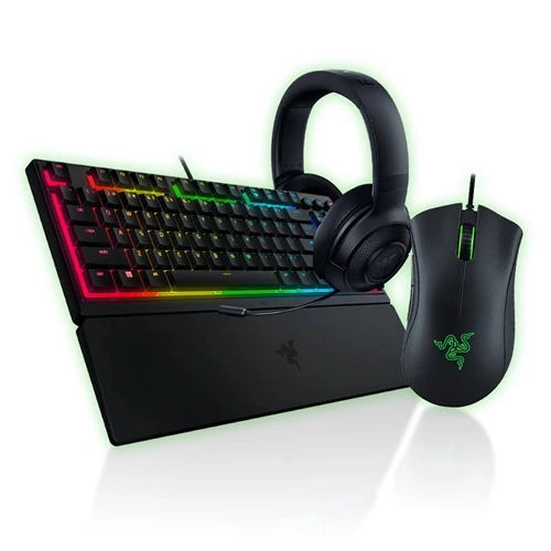 RAZER GAMING SET BUNDLE Razer DeathAdder Essential Mouse Razer Ornata V3 TKL Klavye Razer Kraken X Lite Kulaklık